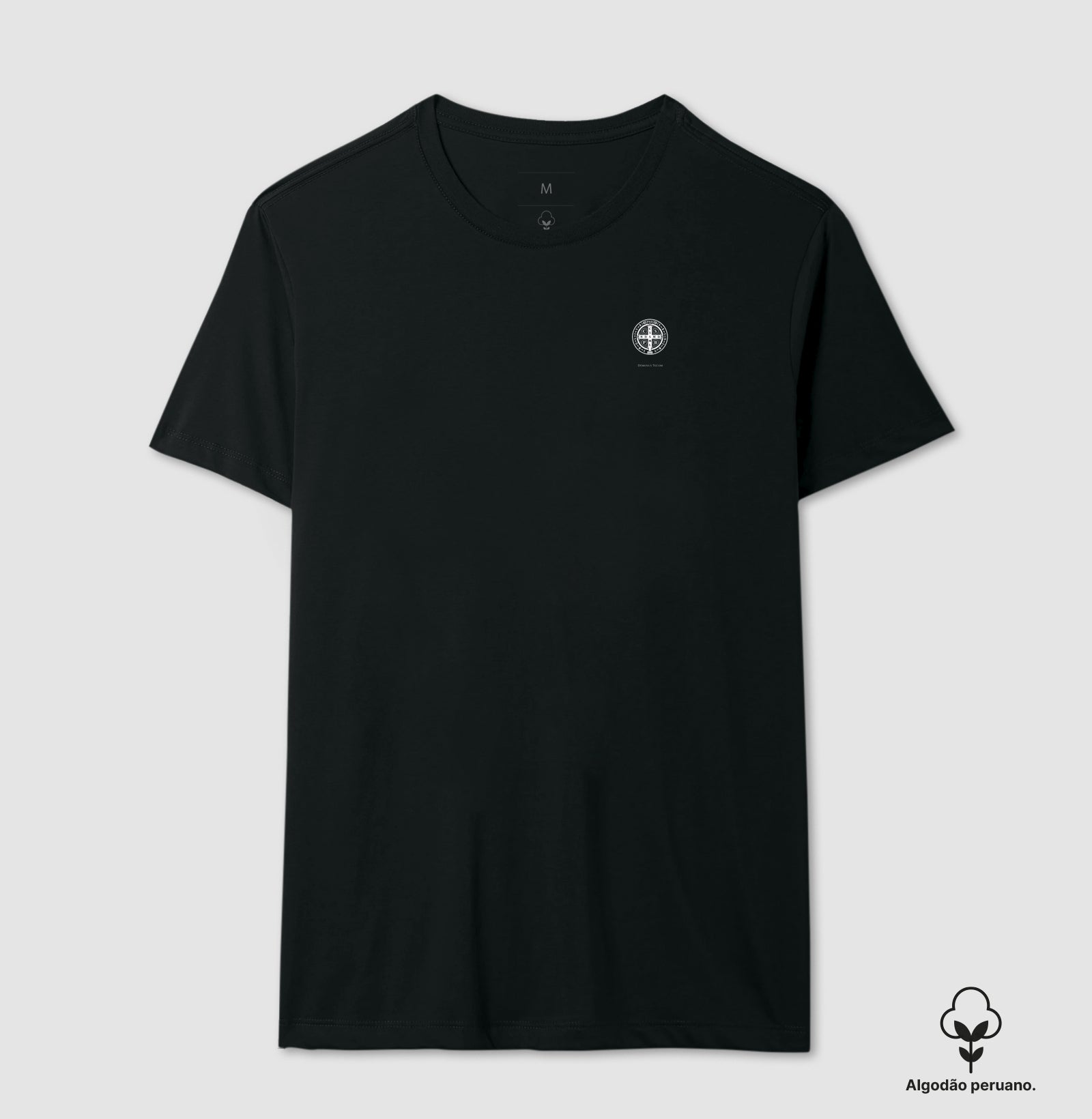 Camiseta Algodão Peruano Preta | Medalha de São Bento