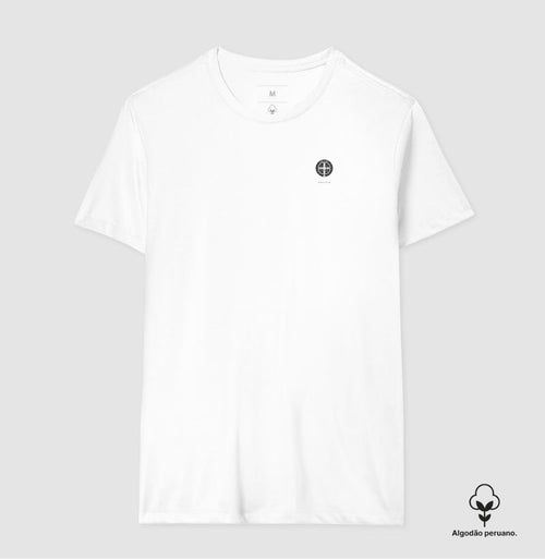 Camiseta Algodão Peruano Branca | Medalha de São Bento